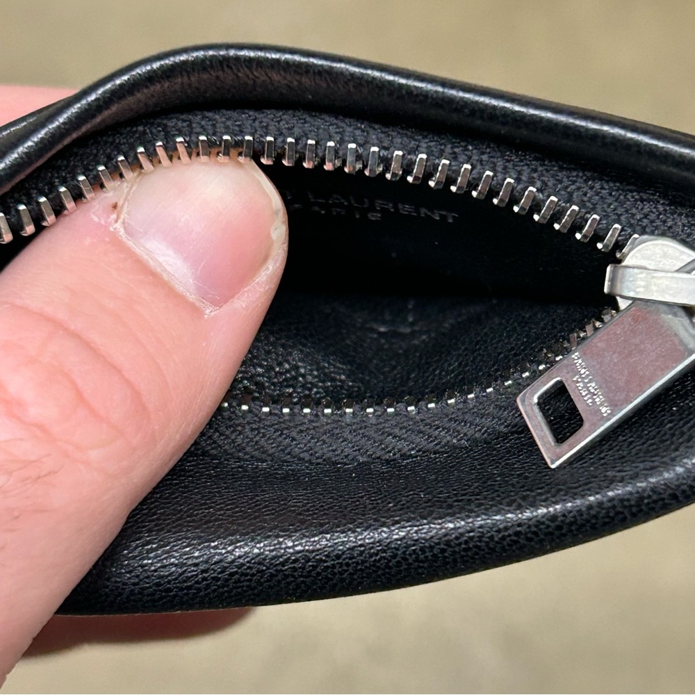 Saint Laurent Wallet Puffy Pouch Lambskin Leather Card Holder Coin Case Clutch - Picture 6 of 7